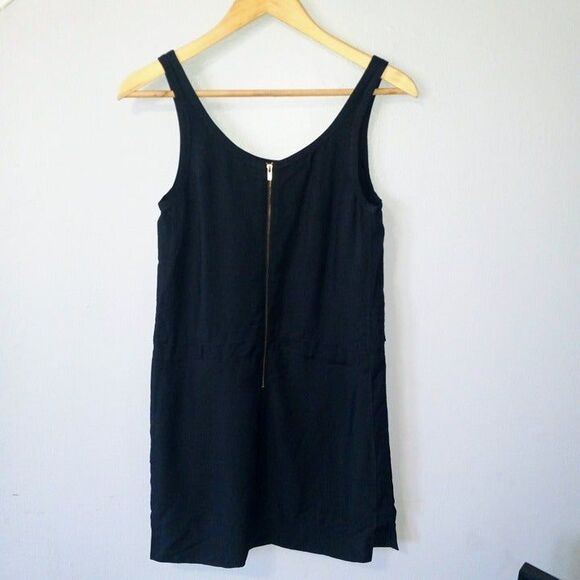 Banana Republic Size 2 Black Tank Shift Dress-Lined-Exposed Zipper-Knee Length - Picture 4 of 8